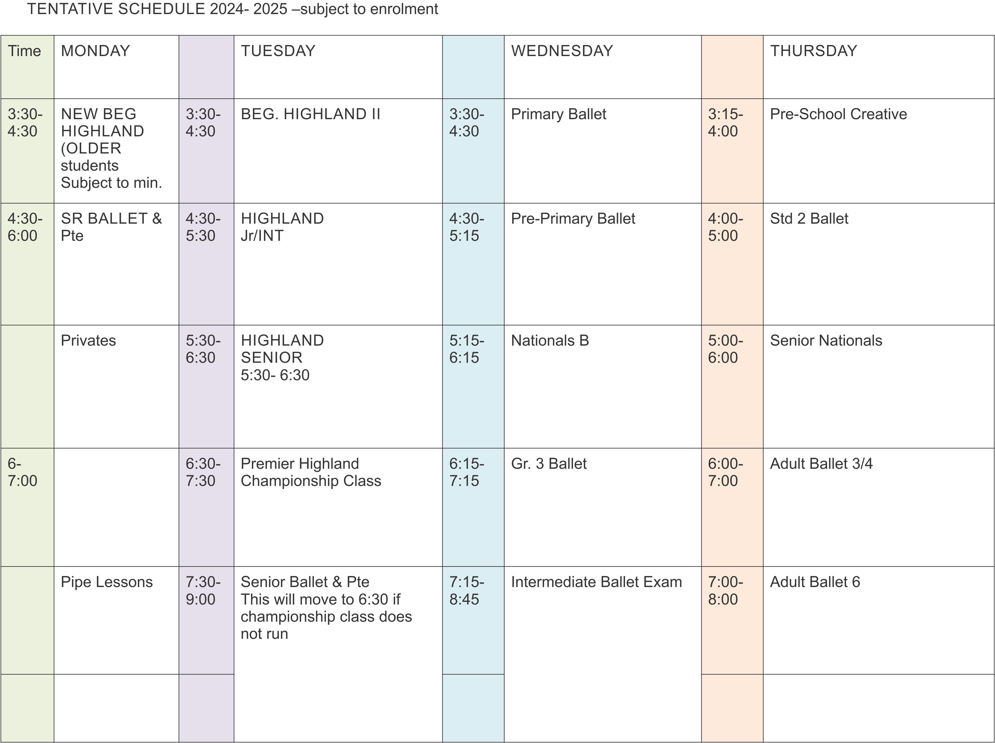 schedule 2425 schedule 2425